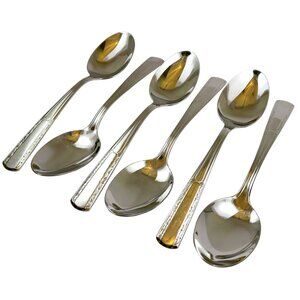 Set of 6 Plaza by Providence Oval Soup Spoons, Stainless Steel, Vintage, USA